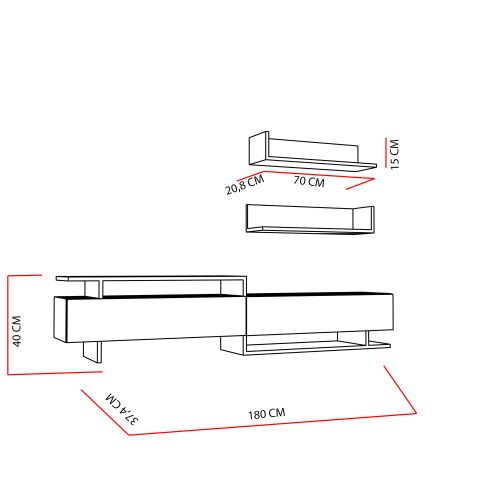 TV komoda Ayaz - Bela, Teak WhiteTeak slika 4