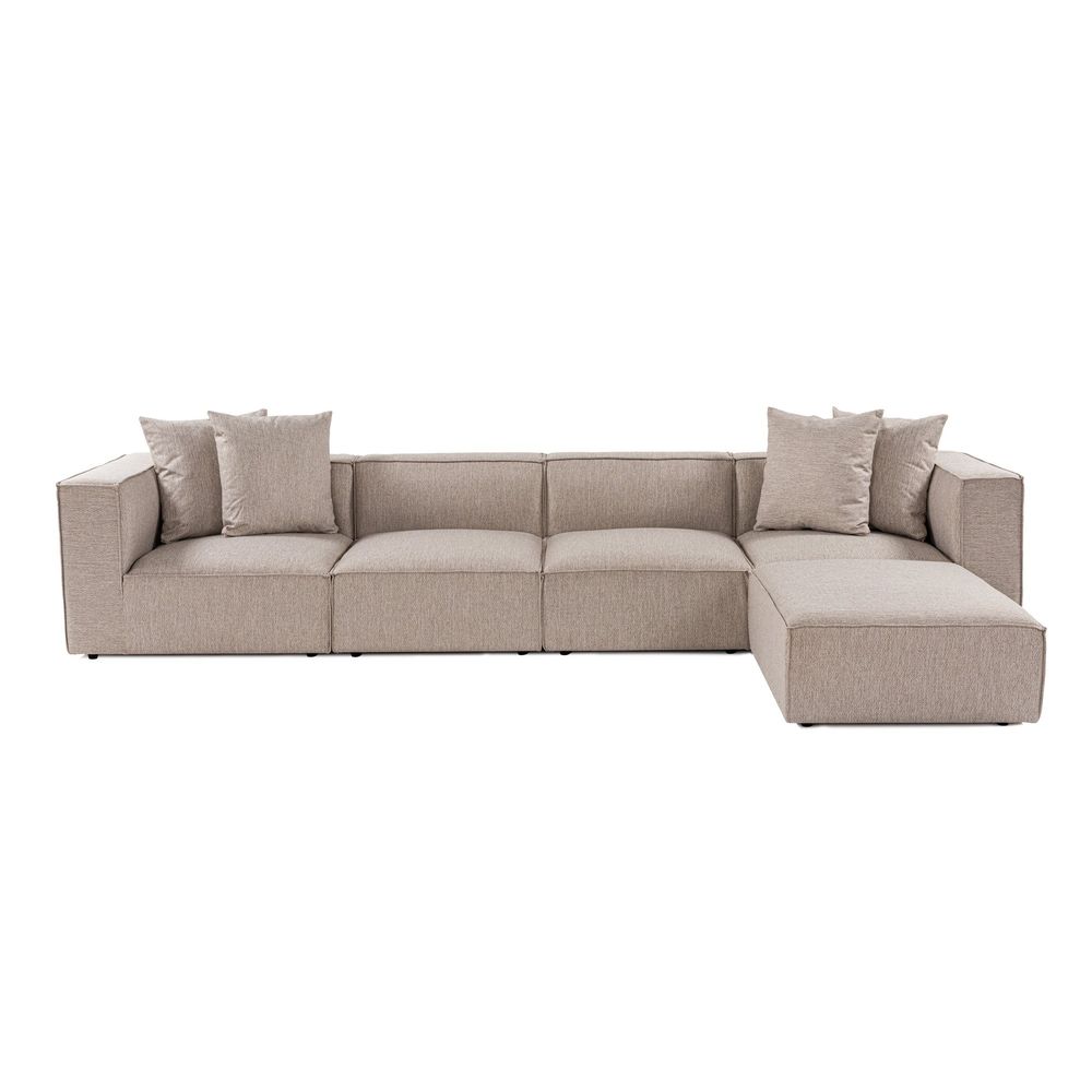 Ugaona Sofa Sora (L1-O1-O1-1R-POUFFE) - Pješčano Bež Boja slika 3