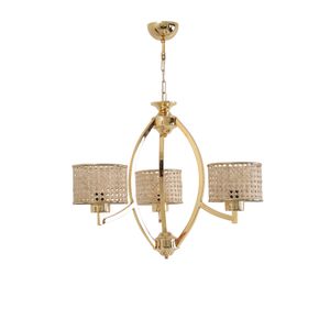 Paul 3 Lü Gold Rattan Abajurlu Avize Gold Chandelier