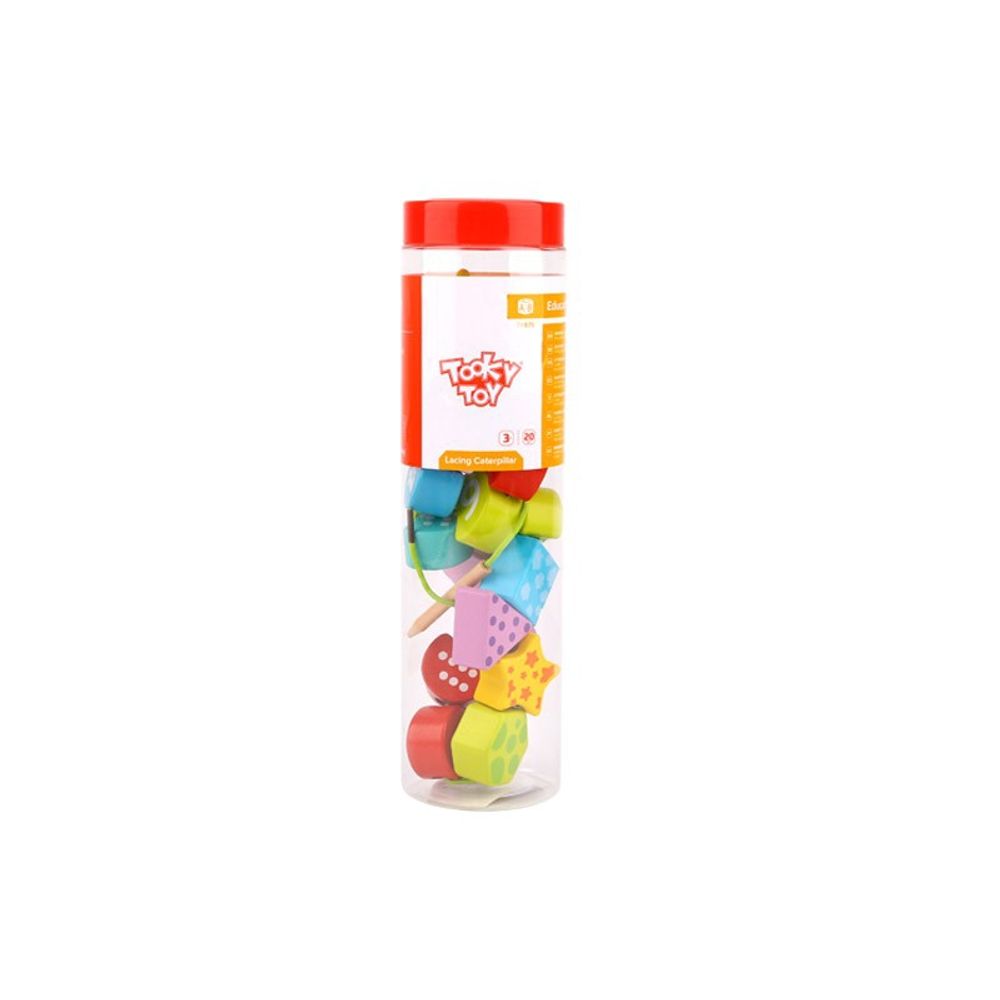 Tooky toy drveni blokovi za navlačenje gusjenice koja uči brojati 20 kom. slika 5