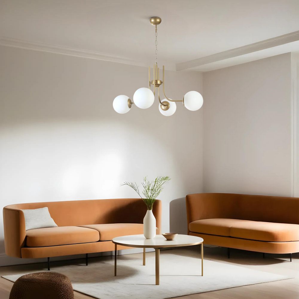 Avize 'Nevada 4 Lü Eskitme' s Bijelim Staklenim Kapama - WhiteGold slika 1