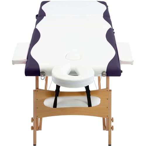 Sklopivi masažni stol s 3 zone drveni bijelo-ljubičasti slika 4