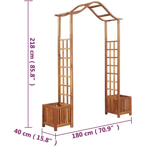 Vrtni luk sa sadilicama od bagremovog drva 180 x 40 x 218 cm slika 45