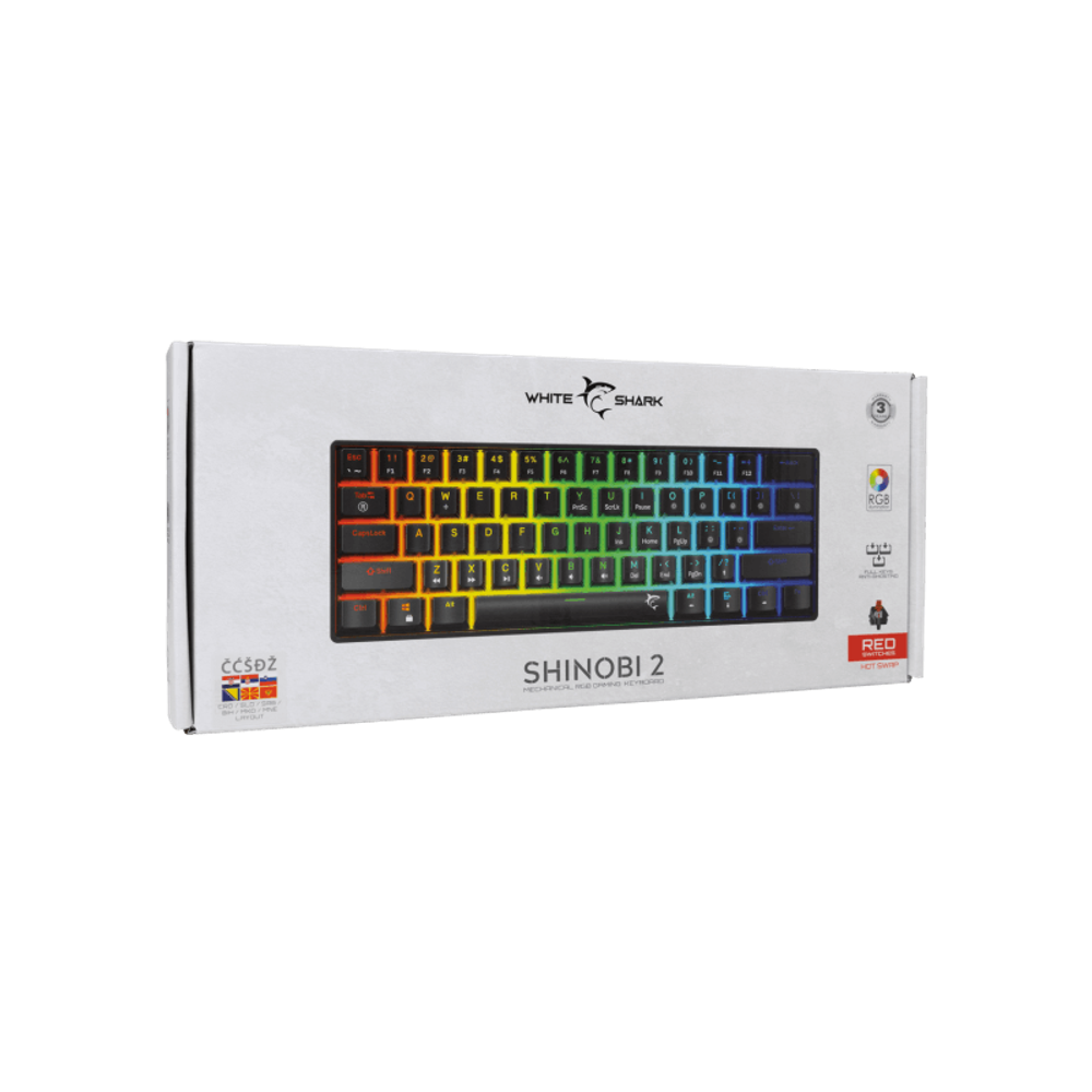 WHITE SHARK Tastatura GK-004112 SHINOBI-2 / HR, crveni prekidači slika 5