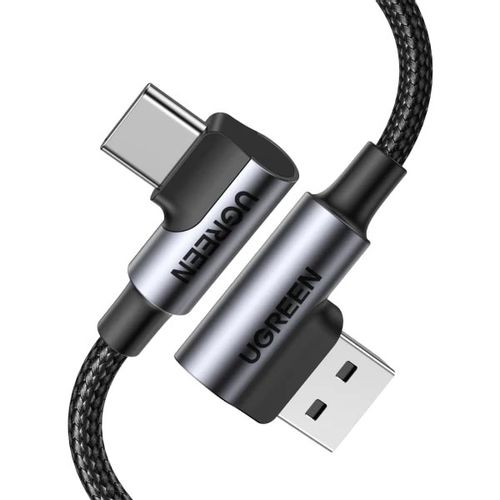 Kabel UGREEN, USB-C (M) na USB 2.0 A (M), 3A, kutni 90°, crni, 1m slika 1