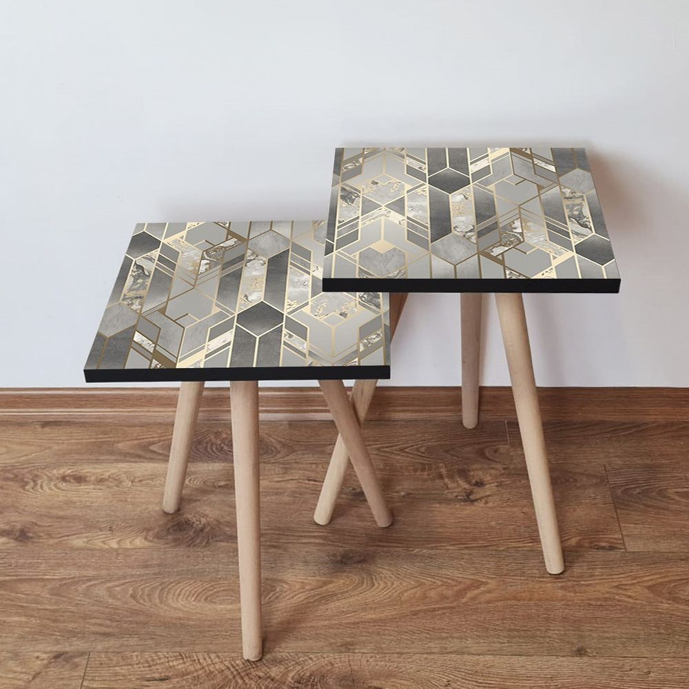 Nesting stolovi 2Shp265 - (2 komada) - boje: siva, zlatna slika 1