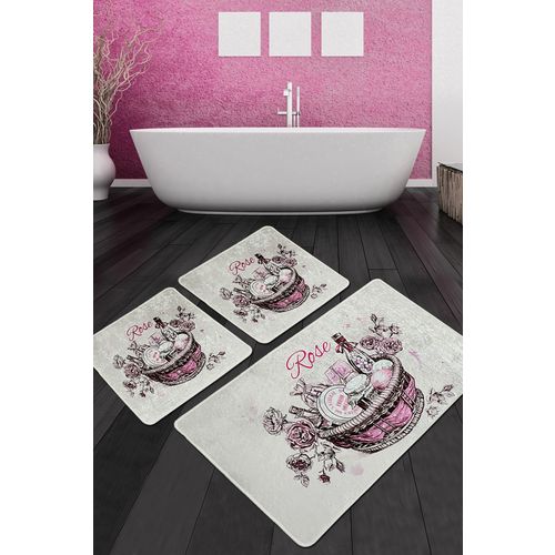 Rose Basket Djt Multicolor Bathmat Set (3 Pieces) slika 1