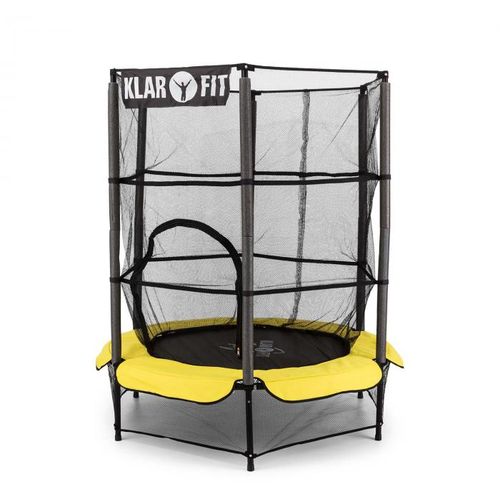 KLARFIT Rocketkid 3, žuta, 140 cm trampolin, sigurnosna mreža, bungee opruge slika 7