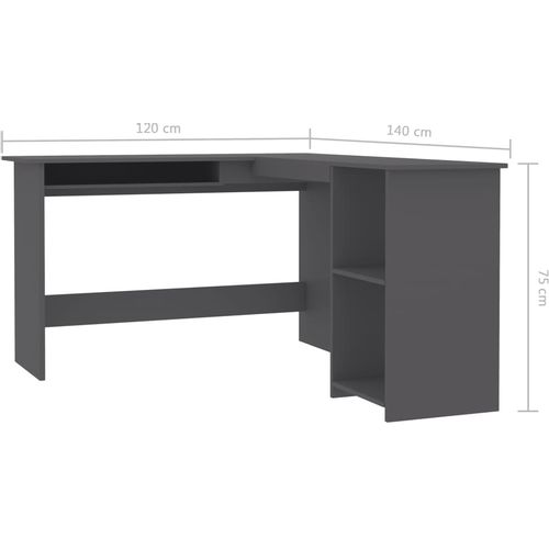Kutni radni stol sivi 120 x 140 x 75 cm od iverice slika 12