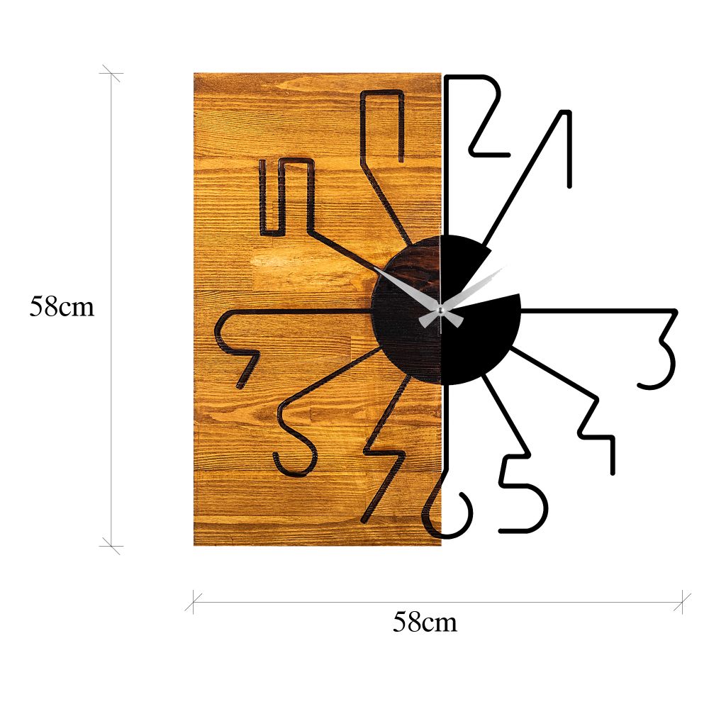 Decorative wooden wall clock Wooden Clock 29, colours: walnut, black slika 7