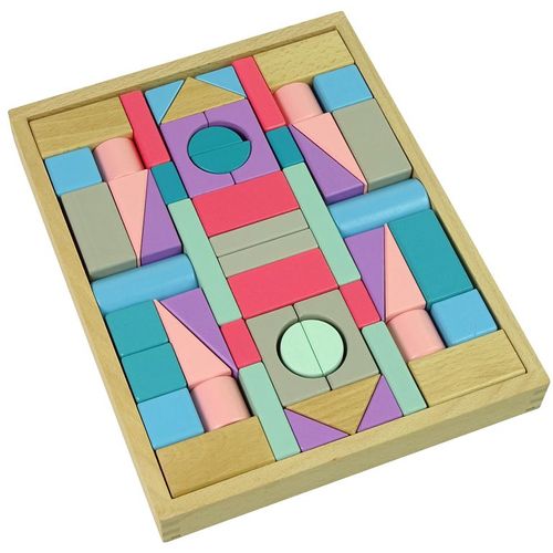 Montessori drveni set s blokovima pastelnih boja, 55 kom. slika 3