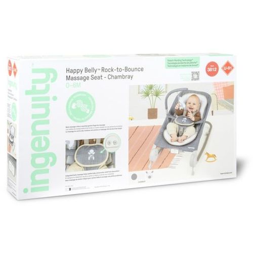 Kids II Ingenuity Ležaljka Happy Belly™ Chambray 0-6M ( Masažno Sedište) slika 8