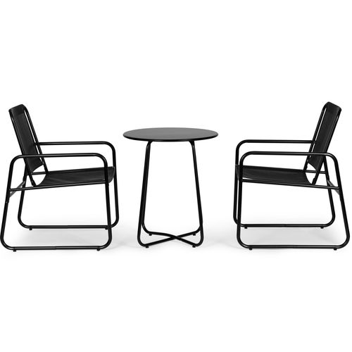 Modernhome vrtna garnitura - stol i 2 stolice - crno slika 4