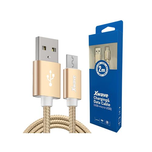 Xwave Kabl USB2.0 na Micro USB 2M,2A,aluminium,upleteni,zlatni slika 1