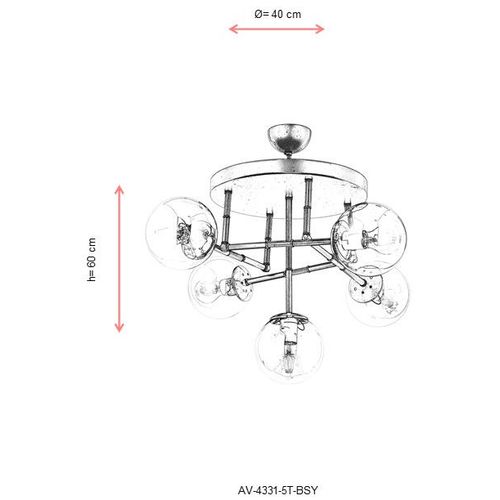 Luster AV-4331-5T-BSY u crno-zlatnoj boji slika 6