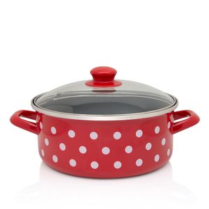 Metalac Šerpa bijele tufne, plitka sa staklenim poklopcem 24 cm / 4.75 l