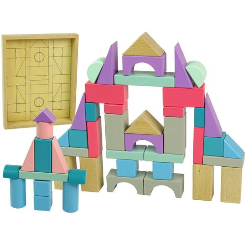 Montessori drveni set s blokovima pastelnih boja, 55 kom. slika 2