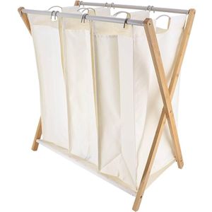 Tendance sklopiva košara za rublje s 3 odjeljka, struktura metal/bambus, natural