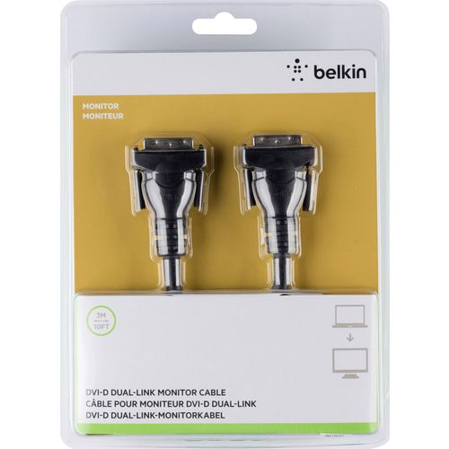 Belkin DVI priključni kabel DVI-D 24+1-polni utikač, DVI-D 24+1-polni utikač 3.00 m crna F2E4141BT3M-DD pozlaćeni kontakti, mogućnost vijčanog spajanja DVI kabel slika 3