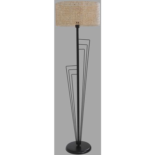 Kelebek Siyah Lambader Silindir Rattan Abajurlu Black Floor Lamp slika 3