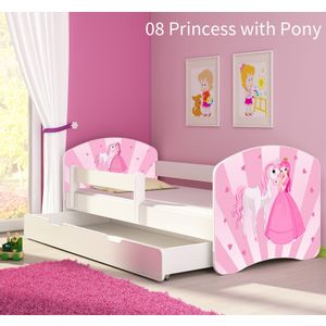 Dječji krevet ACMA s motivom, bočna bijela + ladica 140x70 cm - 08 Princess with Pony