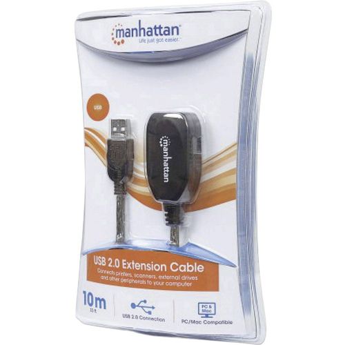 Manhattan USB kabel USB 2.0 USB-A utikač, USB-A utičnica 10.00 m crna  150248 slika 3