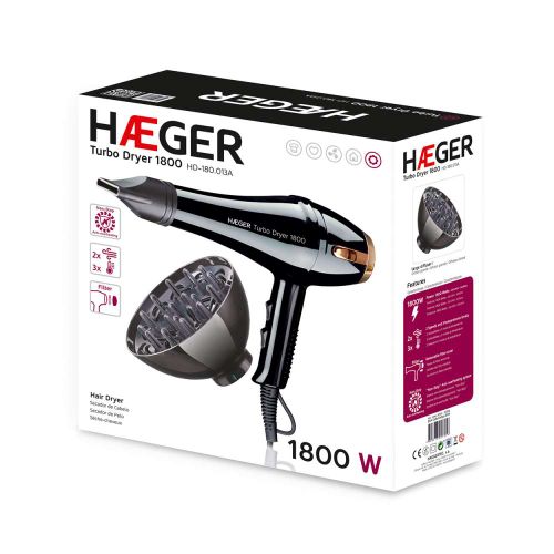 HAEGER HD-180.013A FEN ZA KOSU SA DIFUZEROM ZA LOKNE 1800W CRNI slika 3