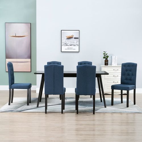 Blagovaonske stolice od tkanine 6 kom plave slika 1