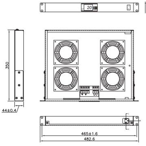 Logilink ventilator panel sa 4 ventilatora i termostatom, 1U, 465 x 350, crni slika 8