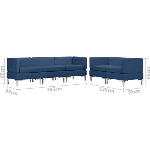 5-dijelni set sofa od tkanine plavi slika 15