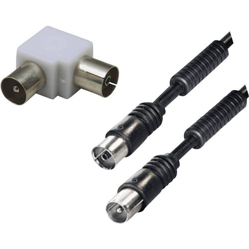 BKL Electronic antene priključni kabel [1x 75 Ω antenski muški konektor - 1x 75 Ω antenski ženski konektor] 2.00 m 80 dB dvostruko zaštićen crna slika 1