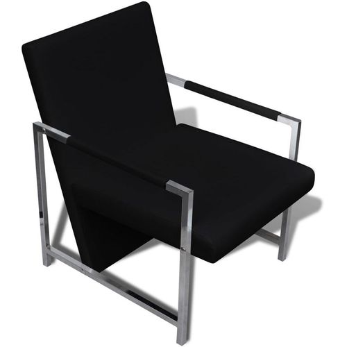 Fotelje od umjetne kože s kromiranim okvirom 2 kom crne slika 4