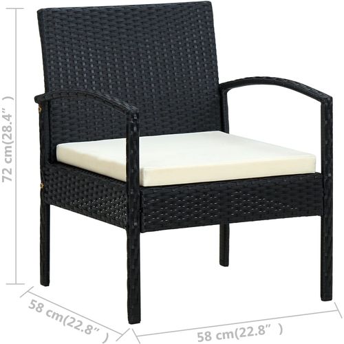 Vrtna stolica od poliratana s jastukom crna slika 20