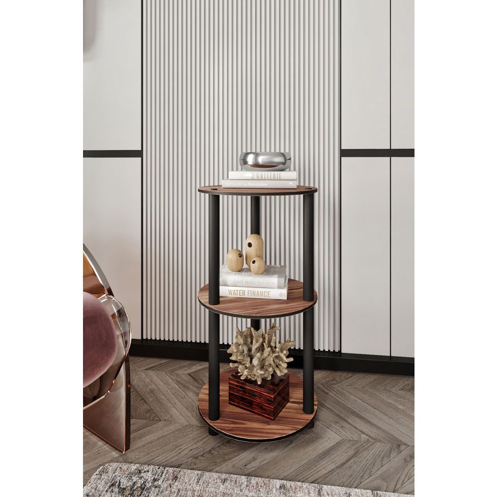  Bookshelf Bookshelf 3 Layer Round, colour Walnut slika 2