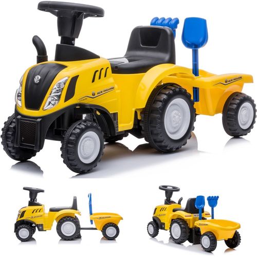 Dječji traktor guralica s prikolicom New Holland žuti slika 1