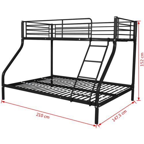 Okvir za dječji krevet na sprat metalni crni 140x200/90x200 cm slika 12