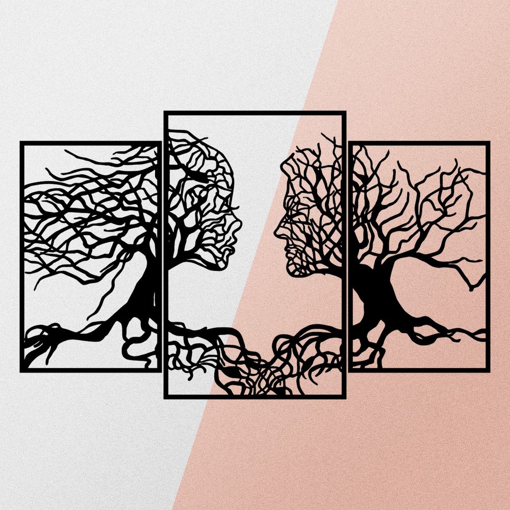 Dekorativni Metalni Zidni Ukras 'Love Tree' u Crnoj Boji slika 5