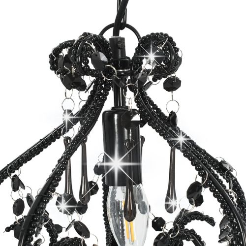 Stropna svjetiljka s perlama crna okrugla E14 slika 24