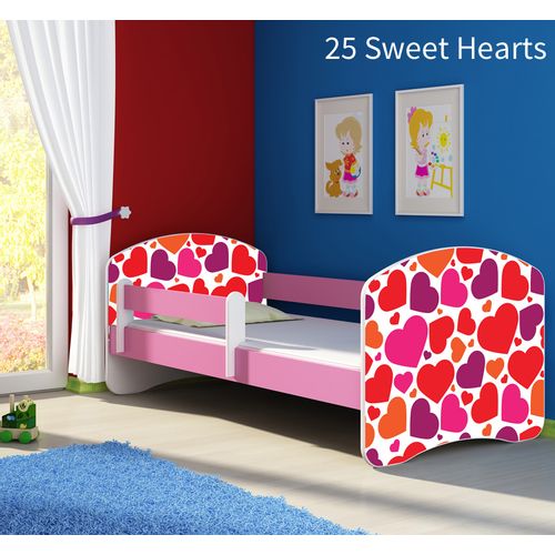 Dječji krevet ACMA s motivom, bočna roza 160x80 cm 25-sweet-hearts slika 1