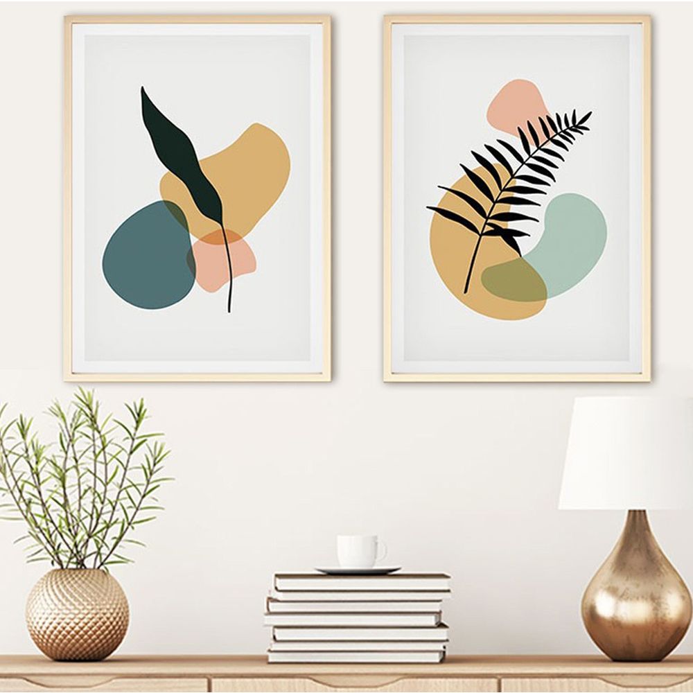 Dekorativna Slika Huhu124 - 70 x 50 Multicolor sa Okvirom od MDF-a (2 Komada) slika 1