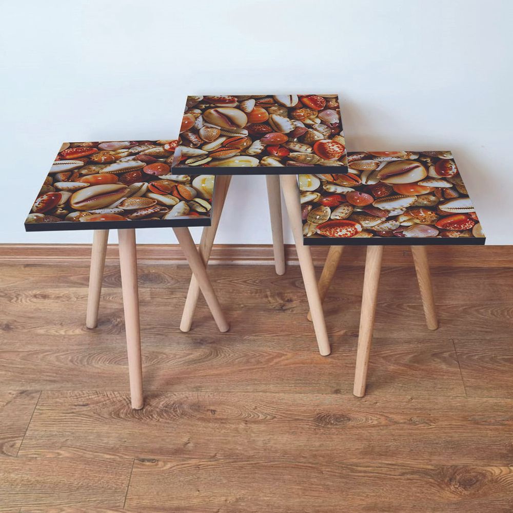 Set Nesting Stolova (3 Komada) 3Shp63 - Boje: Narandžasta, Narandžasta Krem, Crvena slika 1