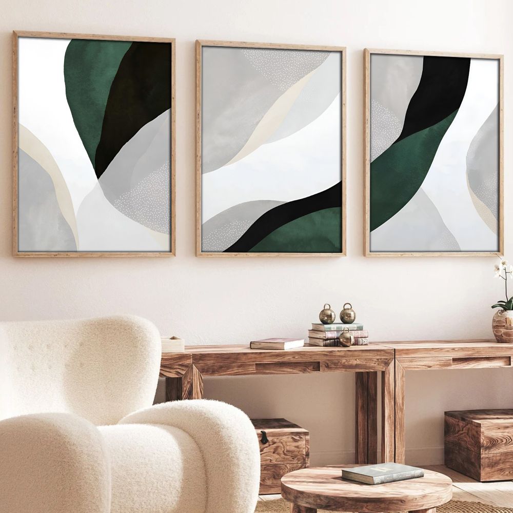 Dekorativno Slikarstvo Huhu229 - Set od 3 Okvirna Umjetnička Djela 50 x 70 cm slika 1