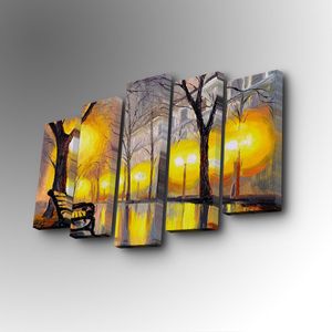 5PUC-091 Multicolor Decorative Canvas Painting (5 Pieces)