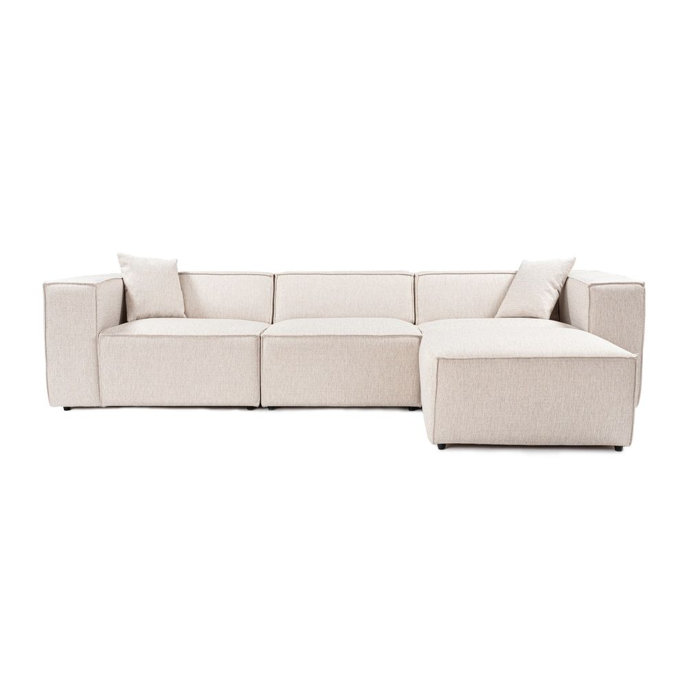 Lora (L1-O1-1R-POUFFE) - Svijetlosmeđa Ugaona Sofa slika 4