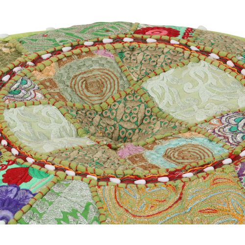 Tabure s patchworkom okrugli pamučni 40 x 20 cm zeleni slika 15