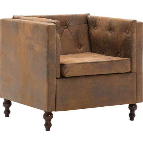 2-dijelni set sofa Chesterfield s presvlakom od tkanine smeđi slika 6