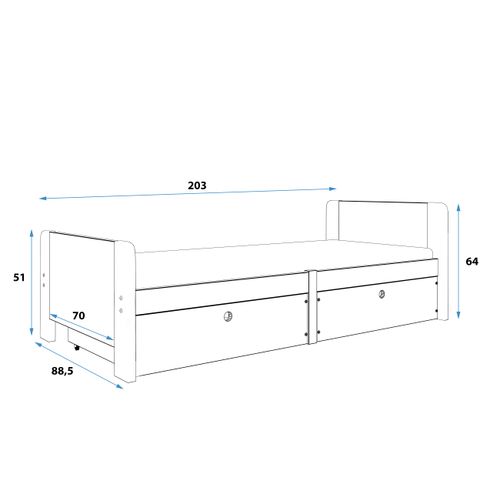 Drveni dječji krevet Arek s dvije ladice - 200*80 - bijeli slika 6