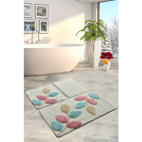 İnnovia - Ecru Multicolor Acrylic Bathmat Set (3 Pieces) slika 1