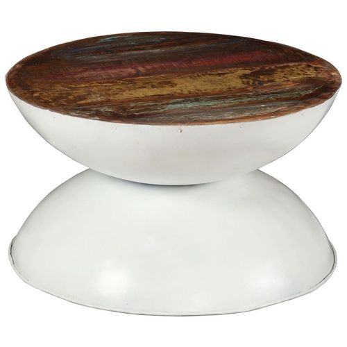 Stolić za kavu od obnovljenog drva s bijelom bazom 60x60x33 cm slika 17