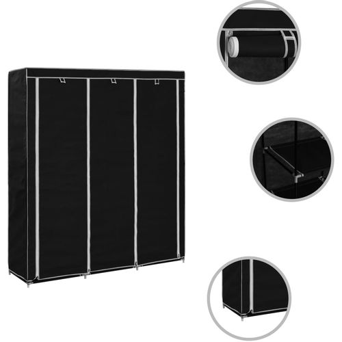 282453 Wardrobe with Compartments and Rods Black 150x45x175 cm Fabric slika 4